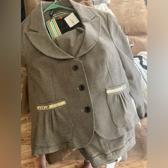 Allen by Allen Schwartz 2 pc suit womens 14 NWT Carmel/brown gold sequence on - Picture 10 of 10